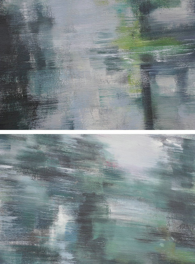 Large Abstract Art,Horizontal Abstract Landscape Oil Painting On Canvas,Unique Canvas Art,Grey,Dark Green,White.etc - Click Image to Close